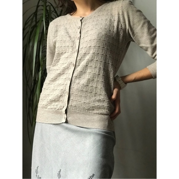 Xmyiteli Women's Cream Knit  Cardigan Cashmere Blend Button Down Casual Size S/M - Picture 3 of 12